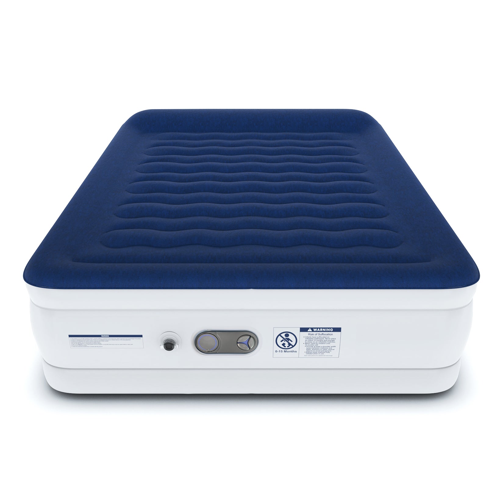 Luxe eenpersoons luchtbed – marineblauw/wit