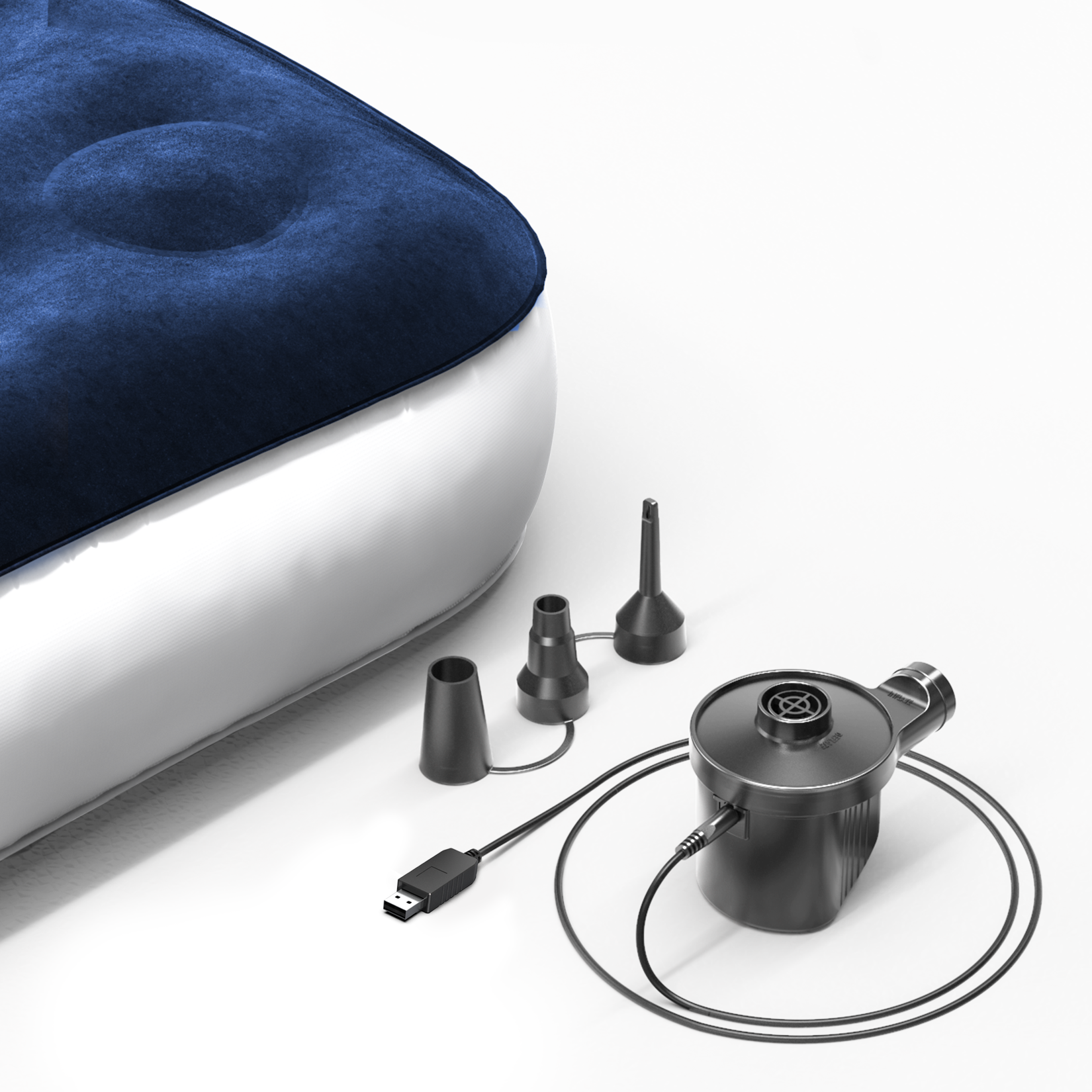King Size Camping Air Bed – Navy/White