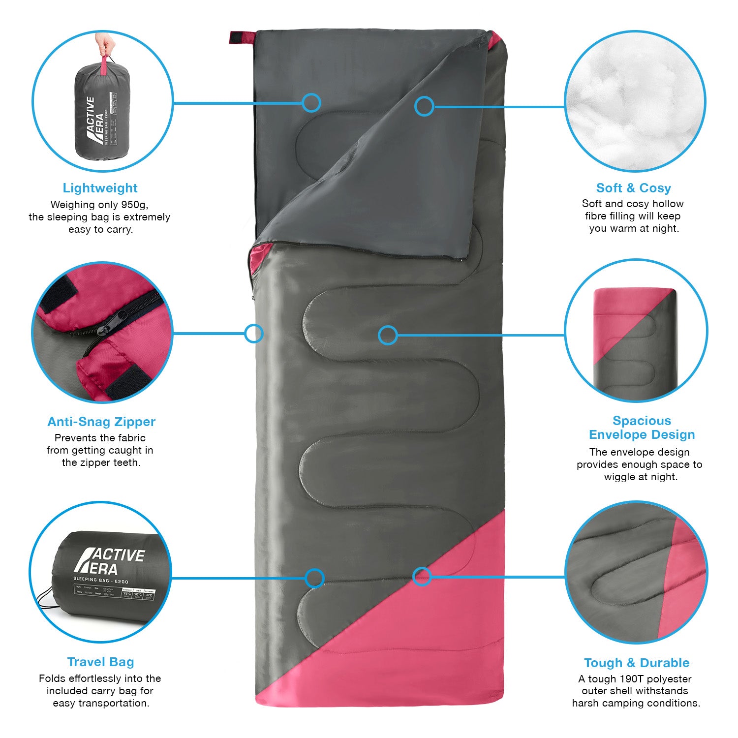 Premium warmer, leichter Umschlagschlafsack (200 g/m²) – 2 Jahreszeiten – 2 Jahreszeiten