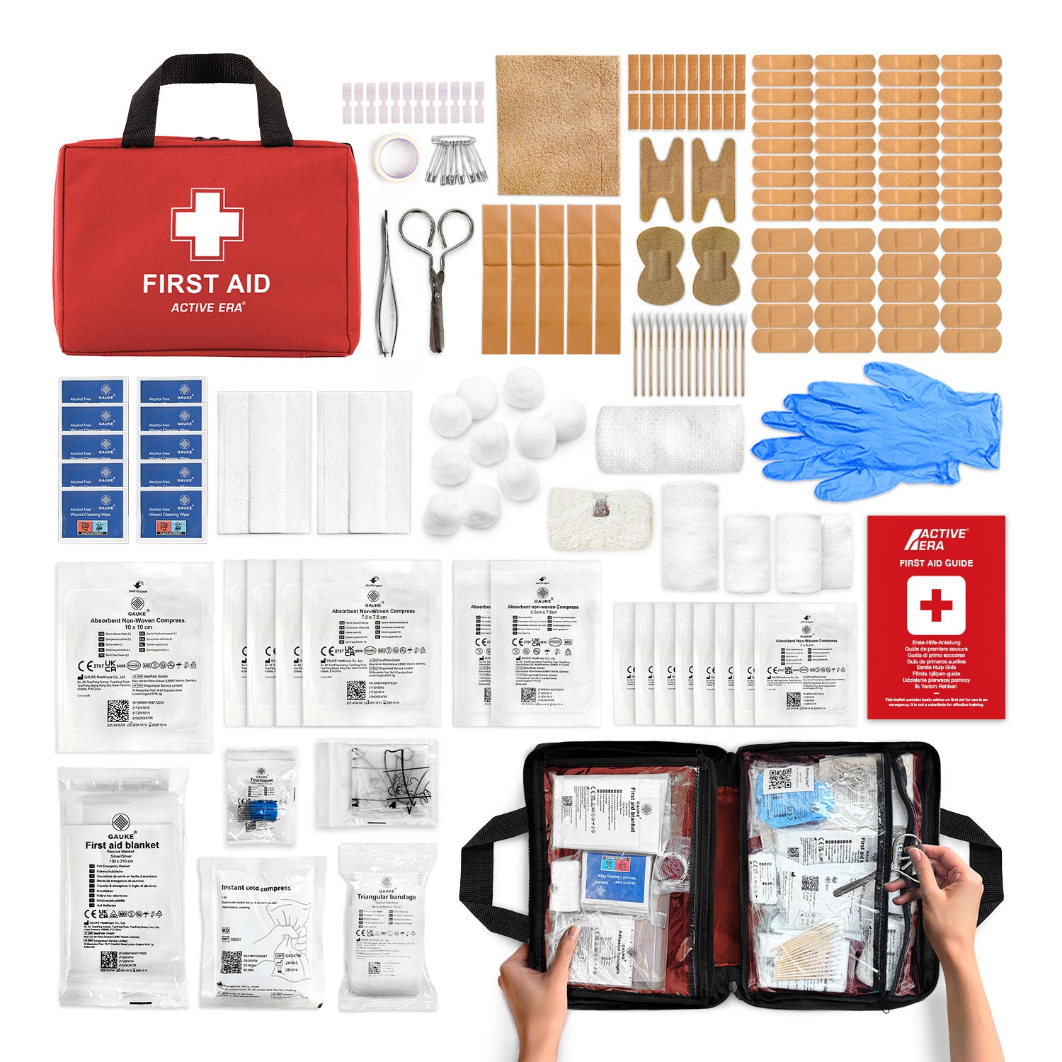 180 Piece First Aid Kit Bag – Red