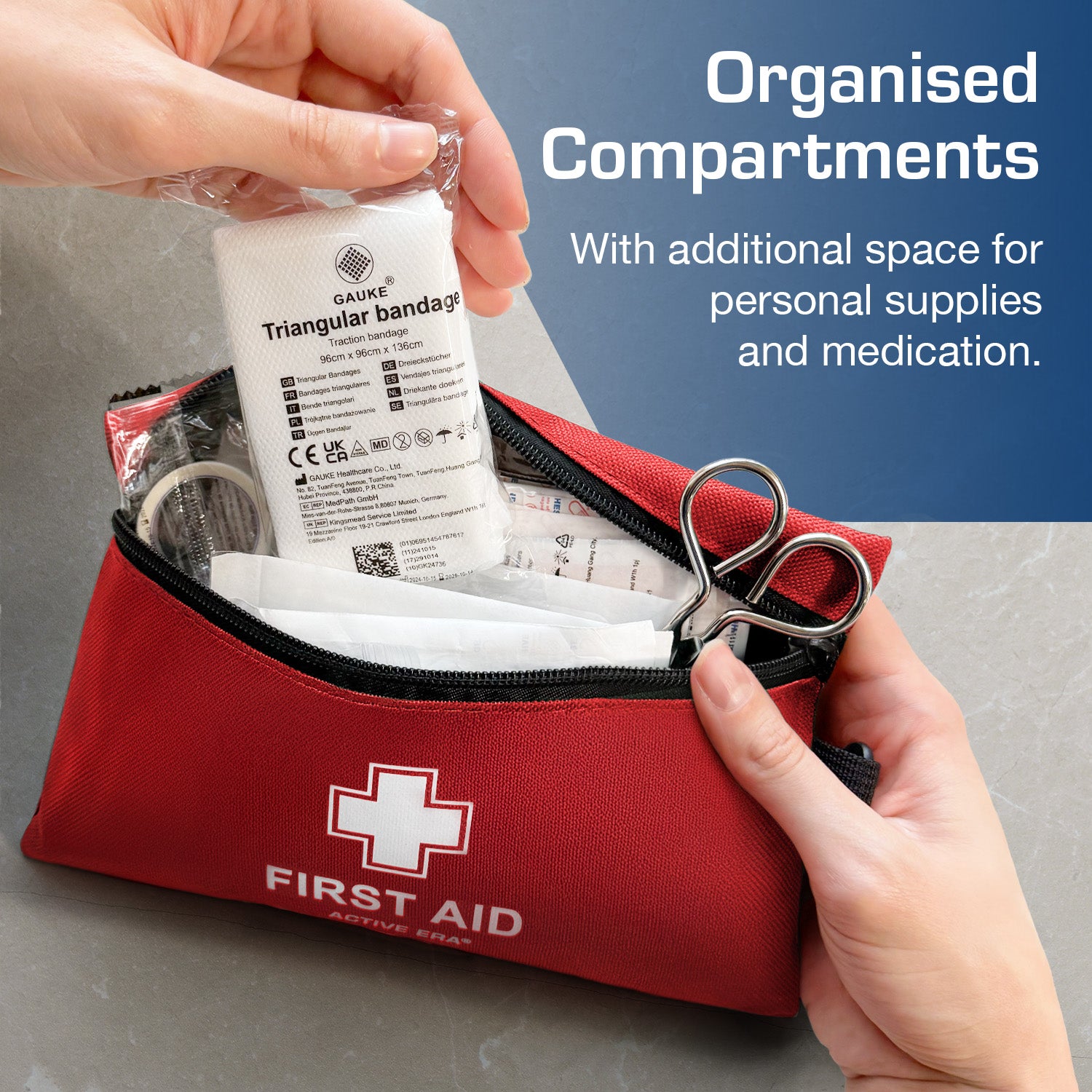 120 Piece First Aid Kit Bag – Red