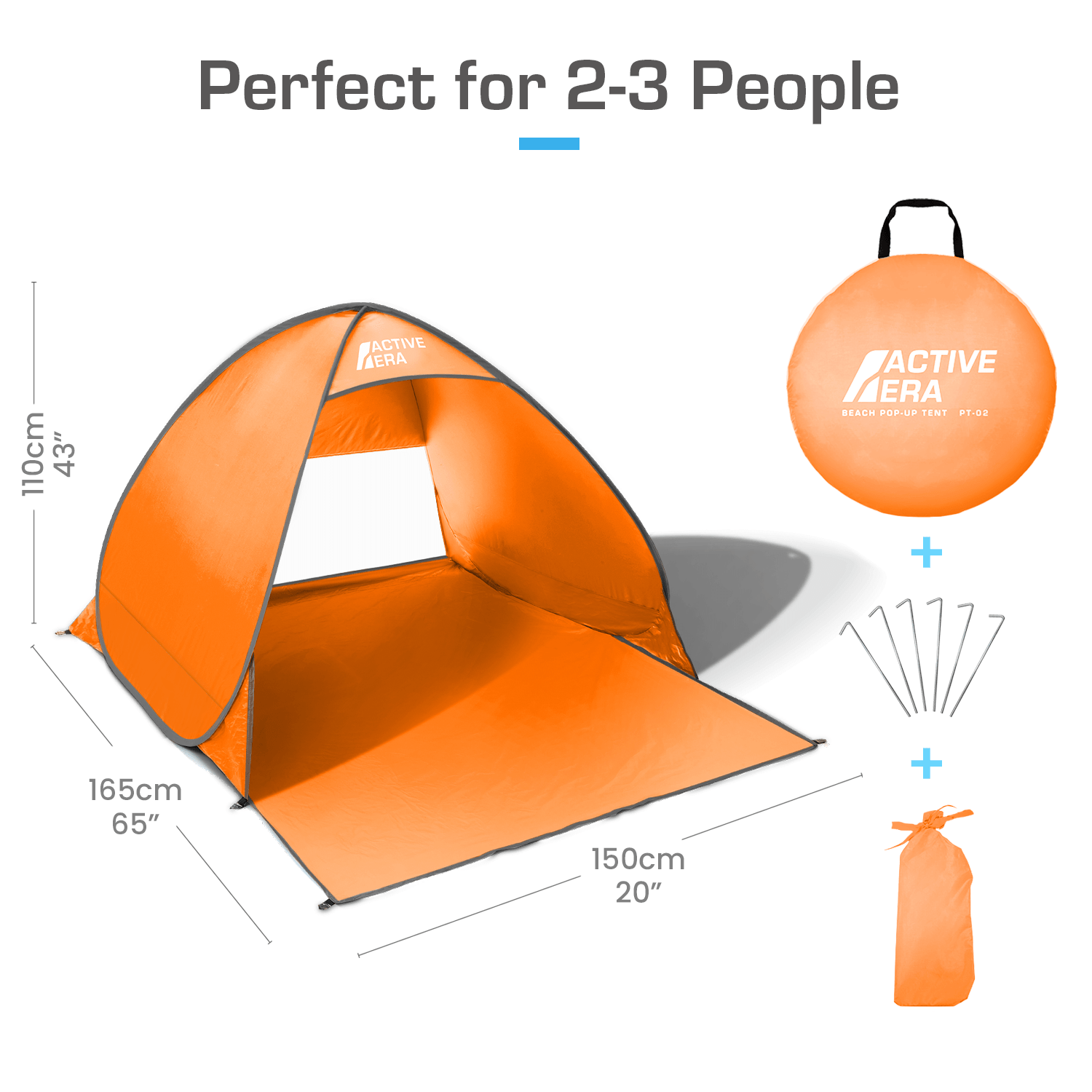 Tienda de playa para 2 personas con protección UV - Naranja