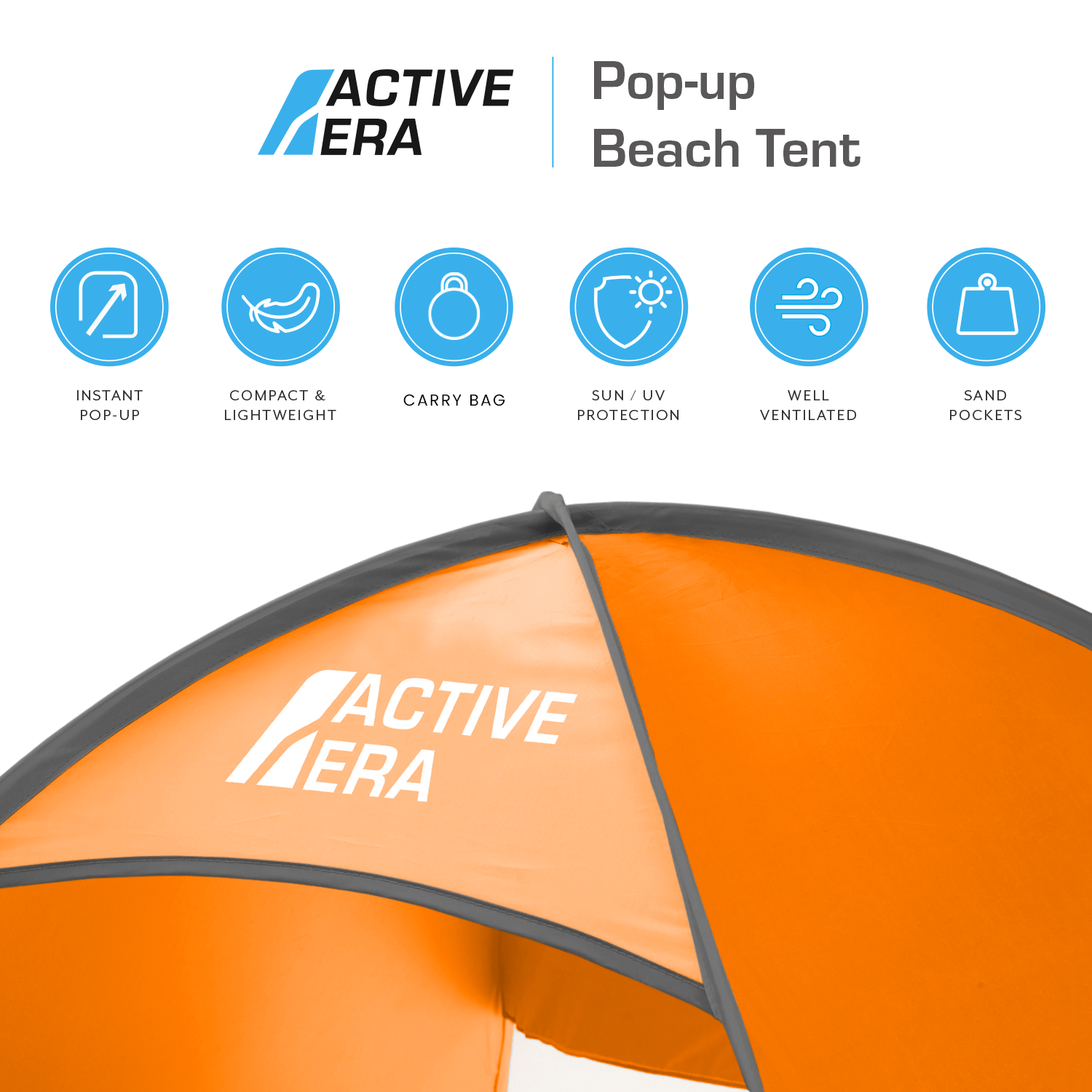 Tienda de playa para 2 personas con protección UV - Naranja