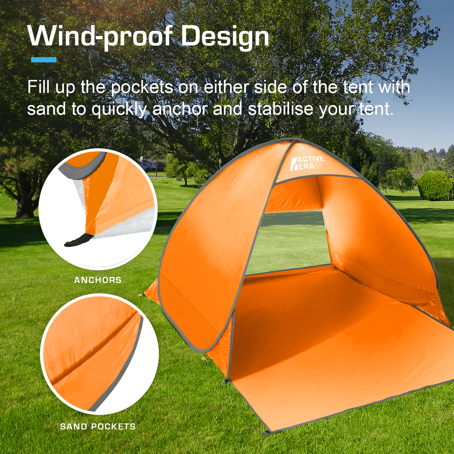 Tienda de playa para 2 personas con protección UV - Naranja