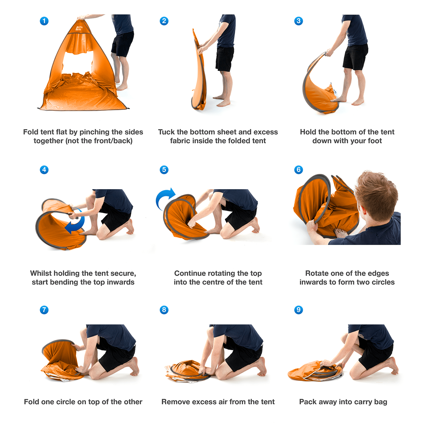 Tienda de playa para 2 personas con protección UV - Naranja