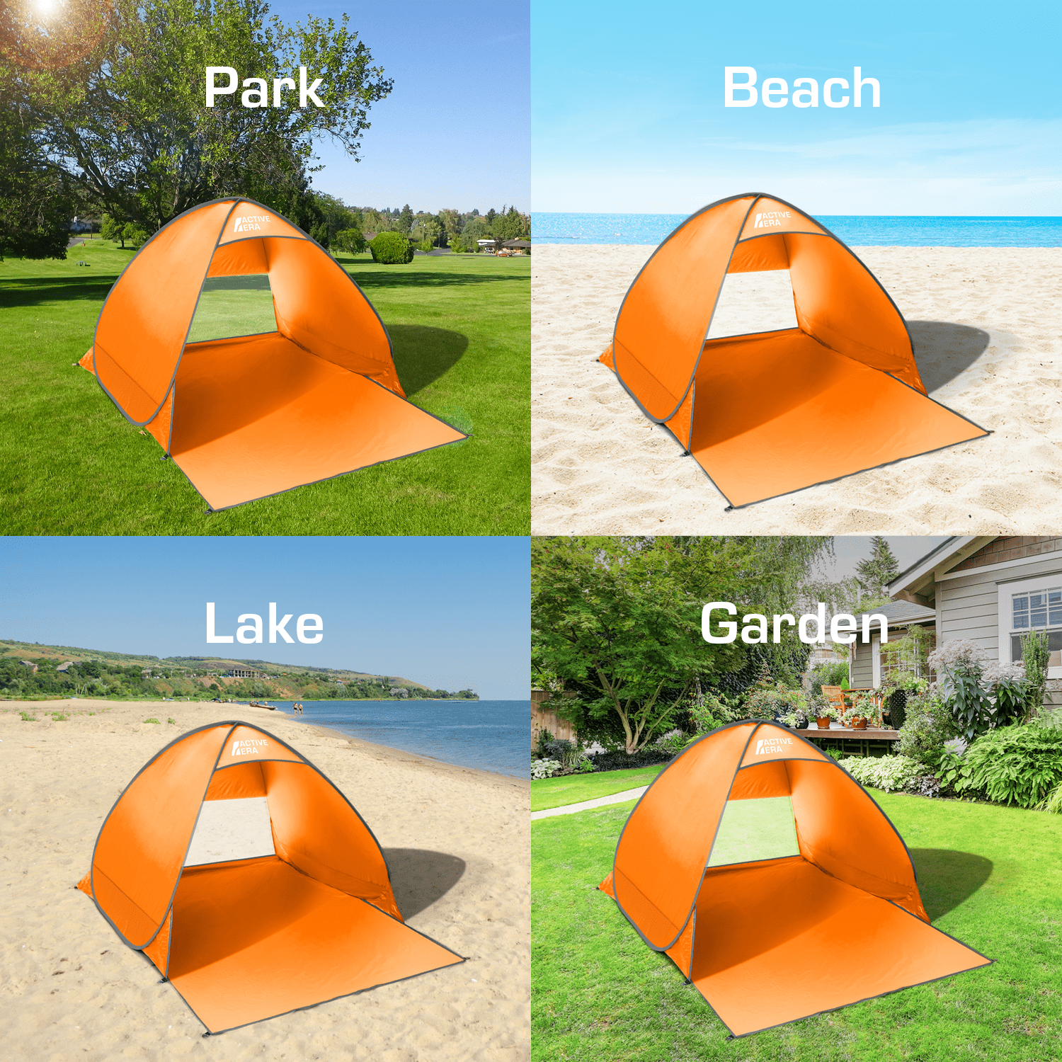 Tienda de playa para 2 personas con protección UV - Naranja