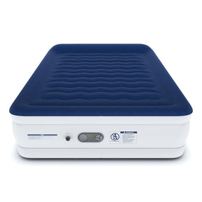 Luxe eenpersoons luchtbed – marineblauw/wit