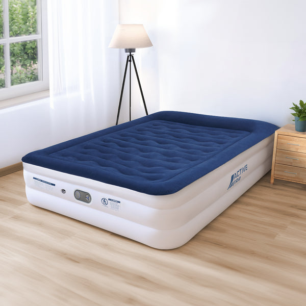 LZQ Luchtmatras, opblaasbaar matras, zelfopblazend, luchtbed met ingebouwde elektrische pomp, voor camping en logeerbed, 187 x 90 x 46 cm