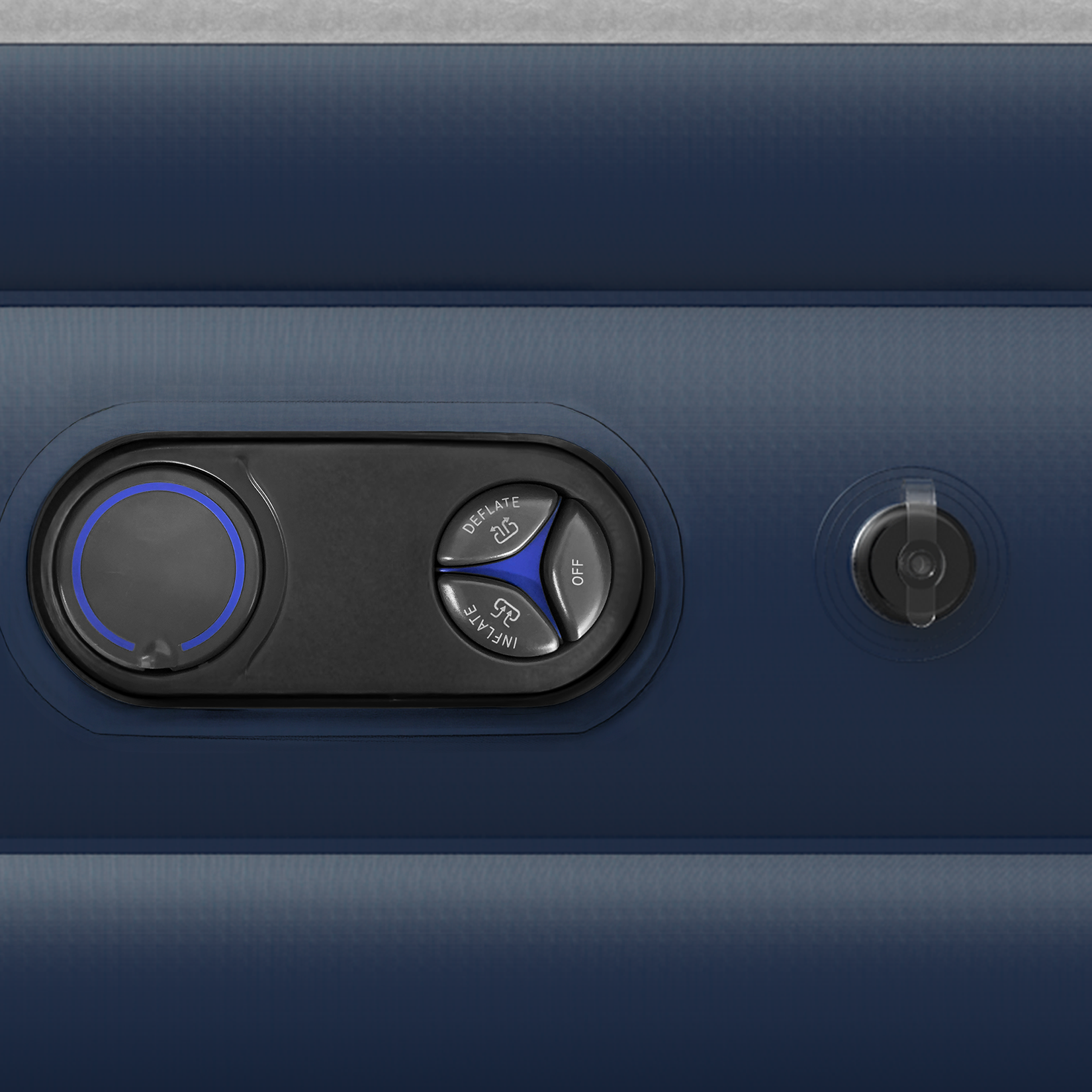 Premium queensize luchtbed – grijs/marineblauw