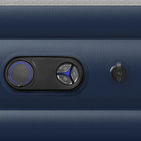 Premium queensize luchtbed – grijs/marineblauw