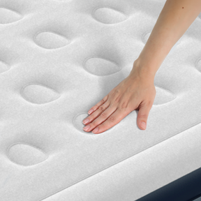 Premium queensize luchtbed – grijs/marineblauw