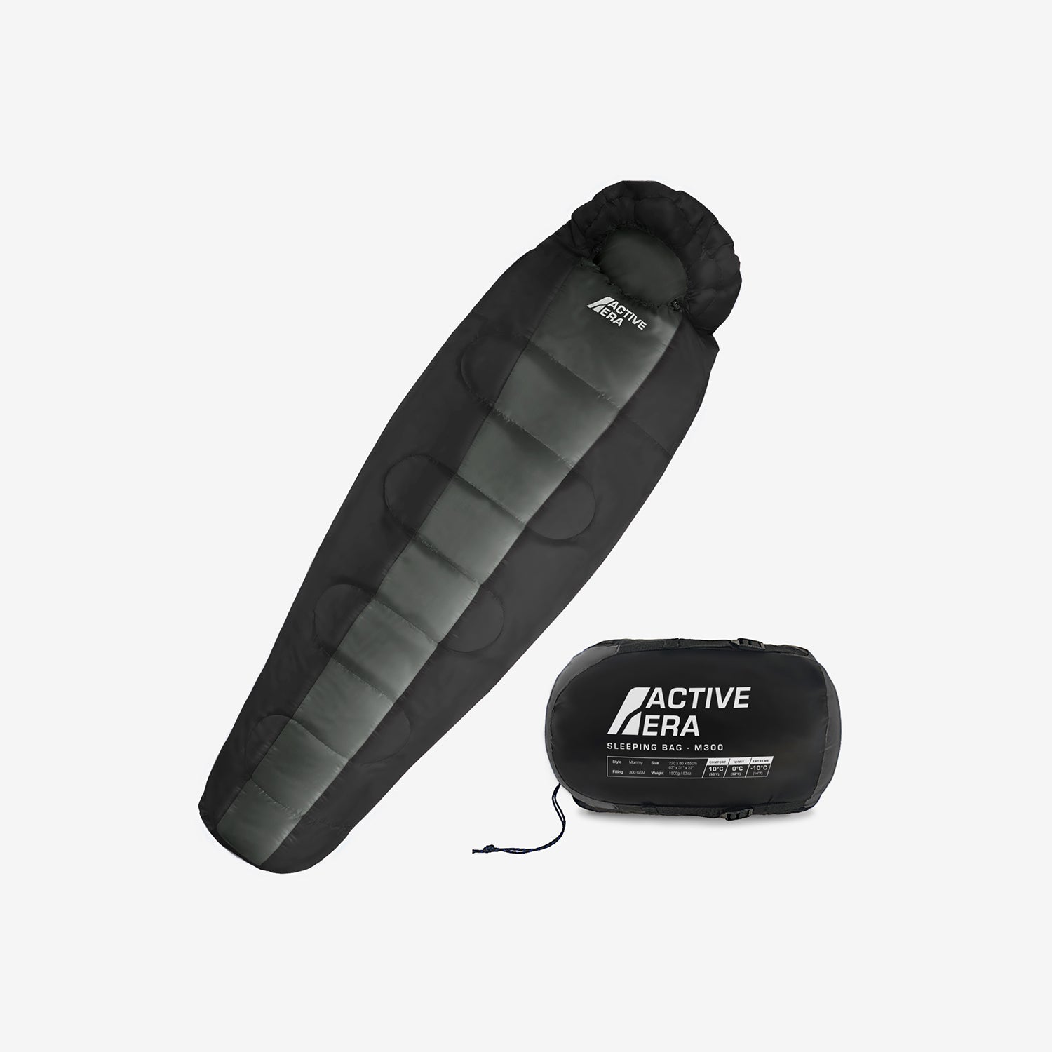 <tc>Professioneller 3–4-Jahreszeiten-Mumienschlafsack – Schwarz – (300 GSM)</tc>