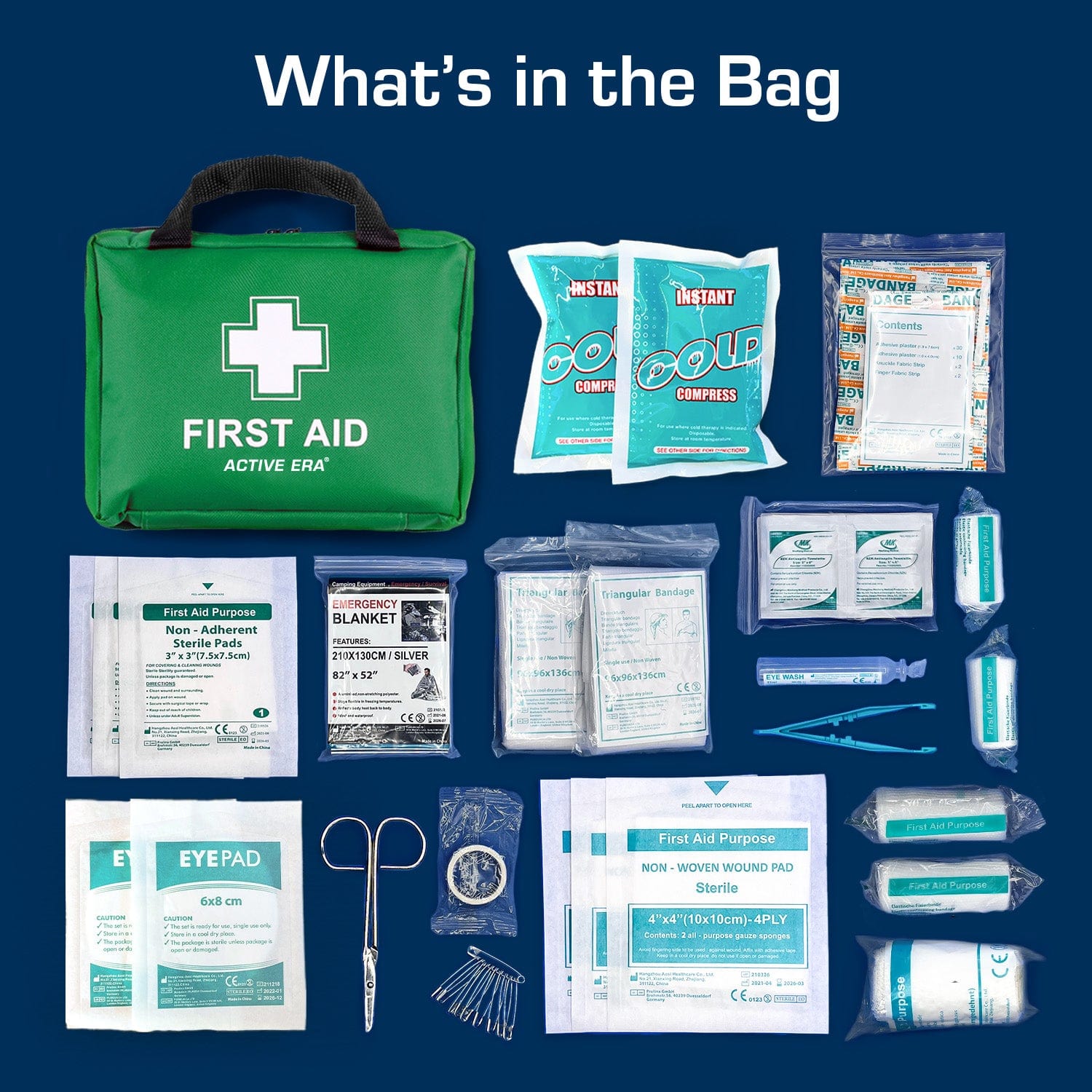 90-teilige Premium-Erste-Hilfe-Set-Tasche – Grün, Kostenlose Lieferung