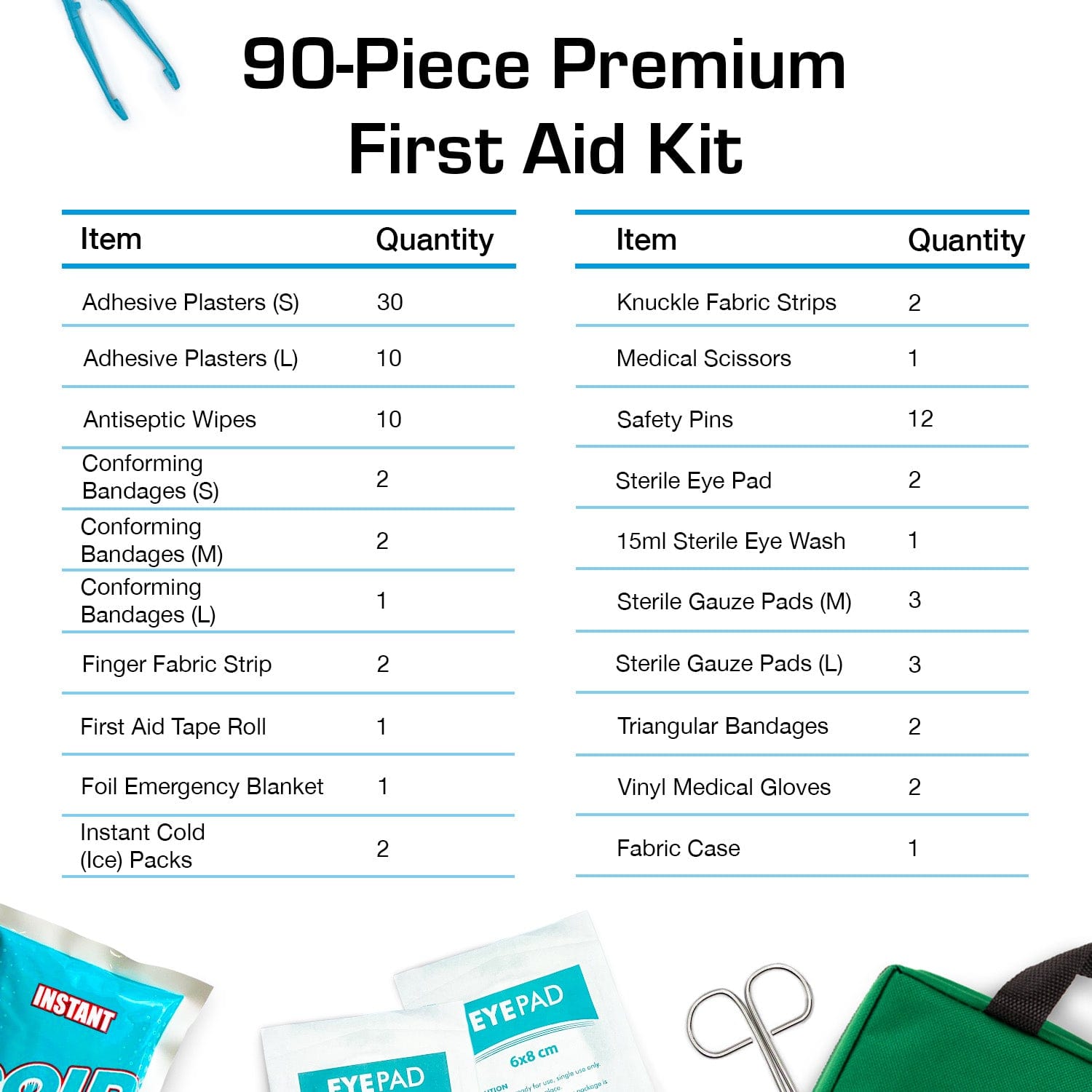 Borsa per kit di primo soccorso premium da 90 pezzi - verde