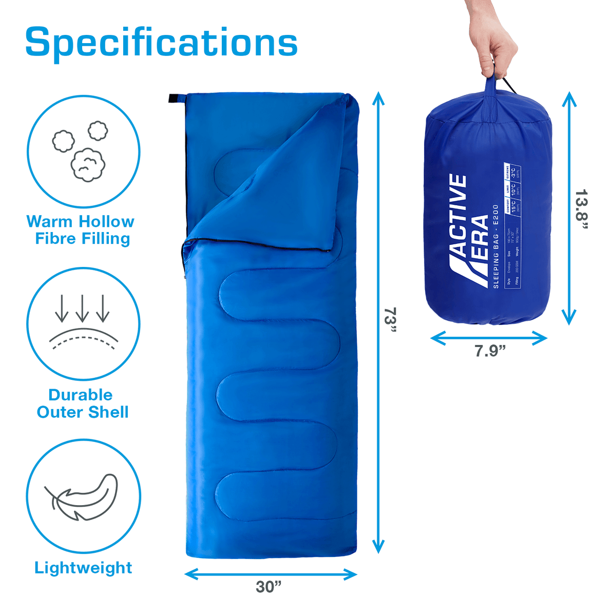 Premium warmer, leichter Umschlagschlafsack (200 g/m²) – 2 Jahreszeiten – 2 Jahreszeiten