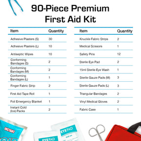 Borsa per kit di pronto soccorso premium da 90 pezzi - rossa