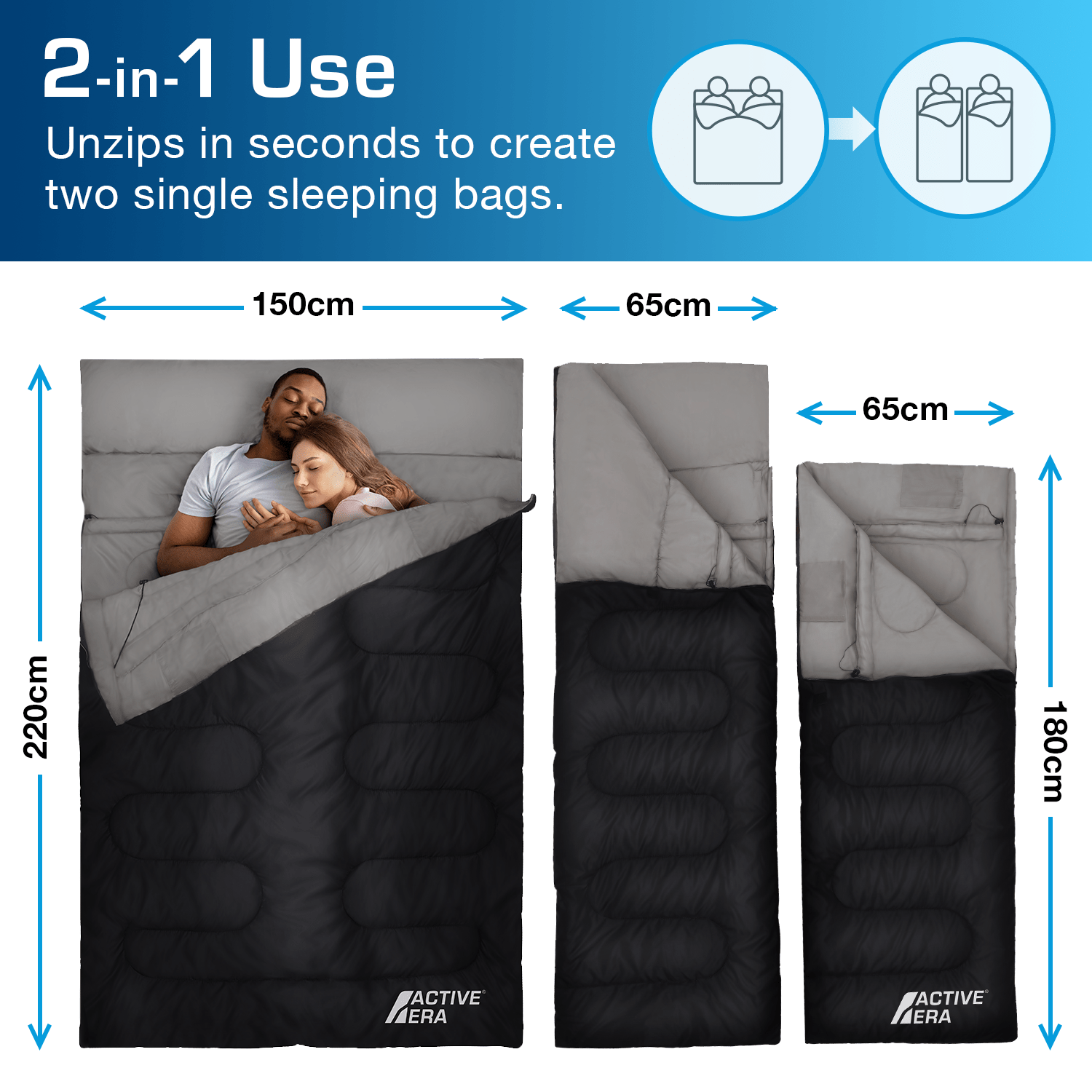 Double Sleeping Bag - Extra Large Queen Size - 3 Seasons