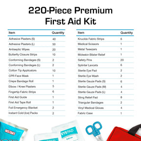 Borsa per kit di pronto soccorso premium da 220 pezzi - rossa