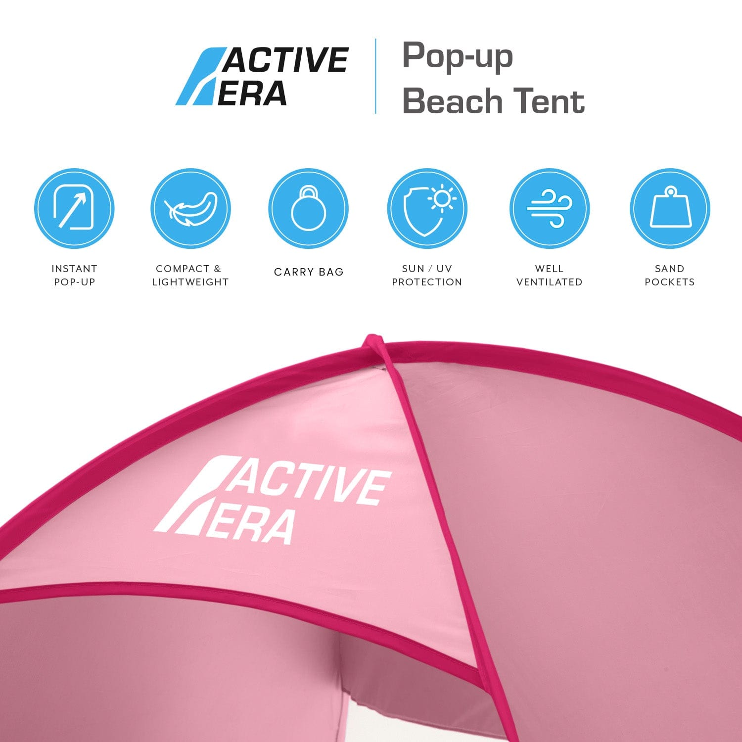 Tente de plage Pop Up Déployable - Protection Solaire UV UPF 50+ (Rose)