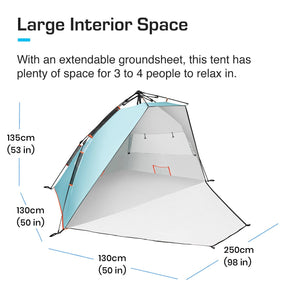 Tente de Plage de Luxe pour 4-5 Personnes Avec Protection Solaire UV UPF 50+