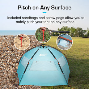 Camping Zelt Tragbares Strandzelt Wasserdichter Anti-UV-Sonnenschutz Mit  Belüftetem Netz Schnelle Montage Für 3-4 Personen : : Sport &  Freizeit
