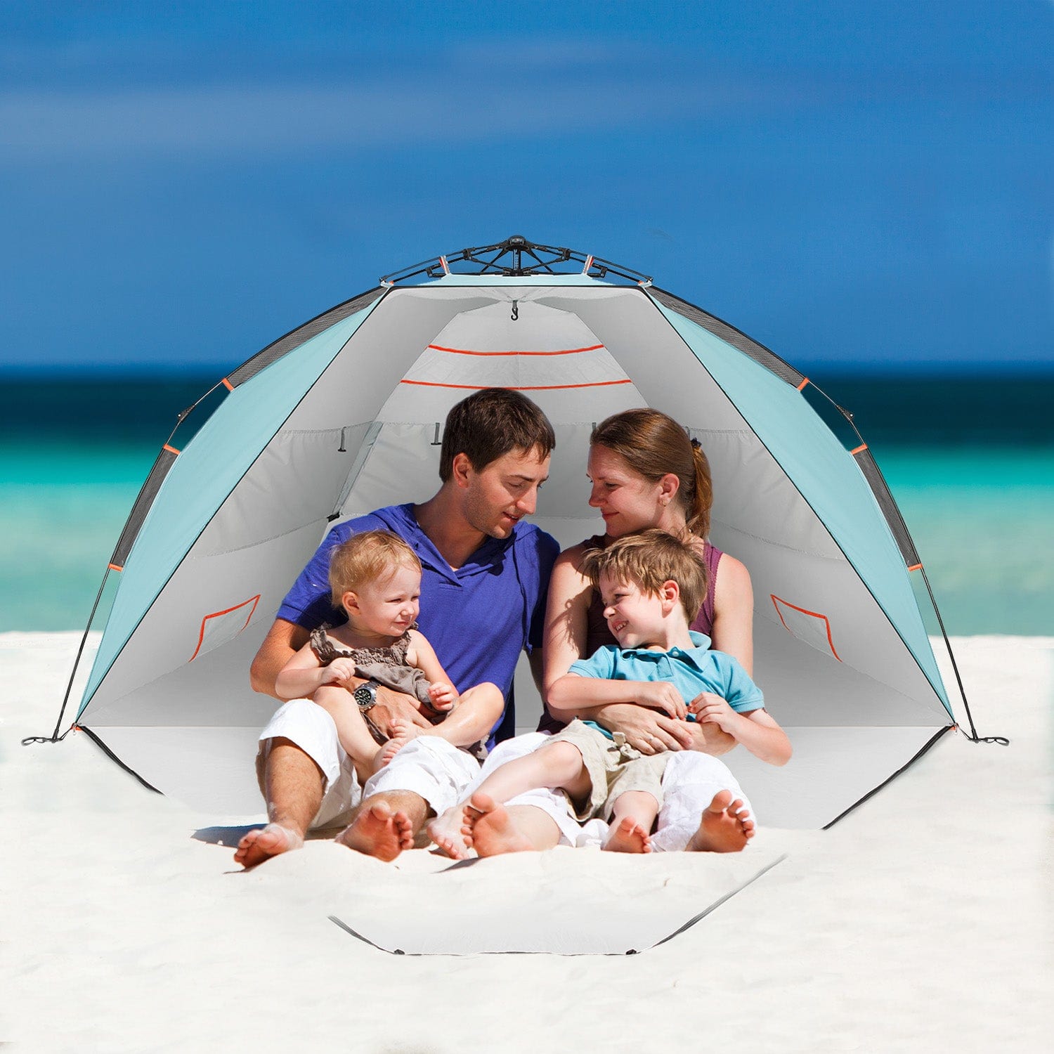 Luxuriöses Strandzelt für 3–4 Personen mit Sonnenschutzfaktor UPF 50+
