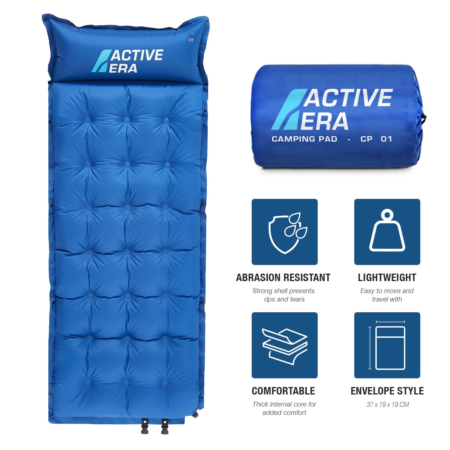 Matelas de Camping Autogonflant | Oreiller et Poche | Tapis de Couchage Léger, Résistant à L'abrasion et Résistant à L'eau