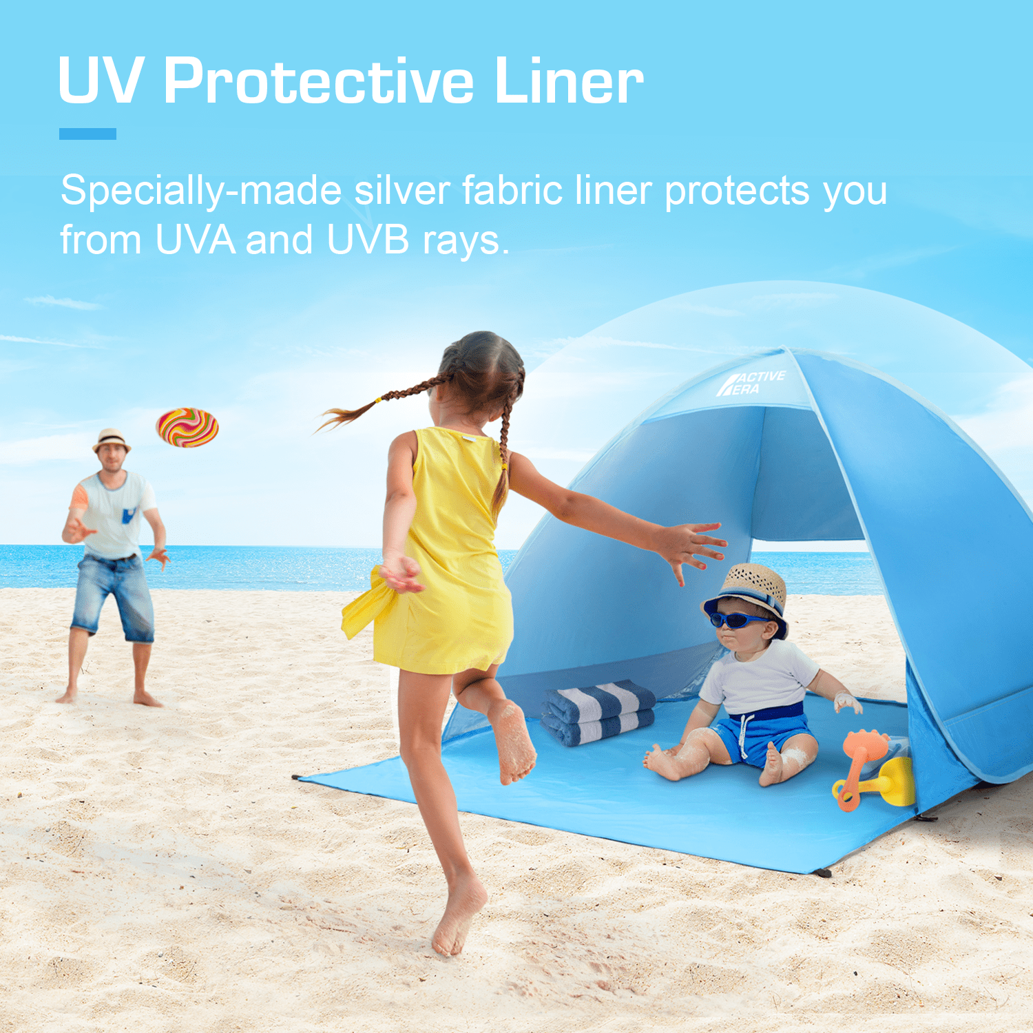 Tienda de playa para 2 personas con protección UV