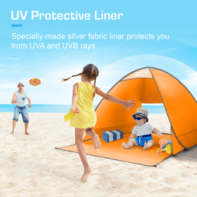 Tienda de playa para 2 personas con protección UV - Naranja