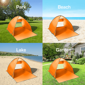 Tente de plage Pop Up Déployable - Protection Solaire UV UPF 50+ (Orange)